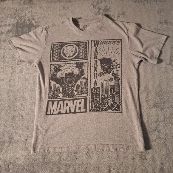 Marvel Black Panther Wakanda Forever Graphic T-Shirt Gray Size Medium Cotton - Picture 1 of 6